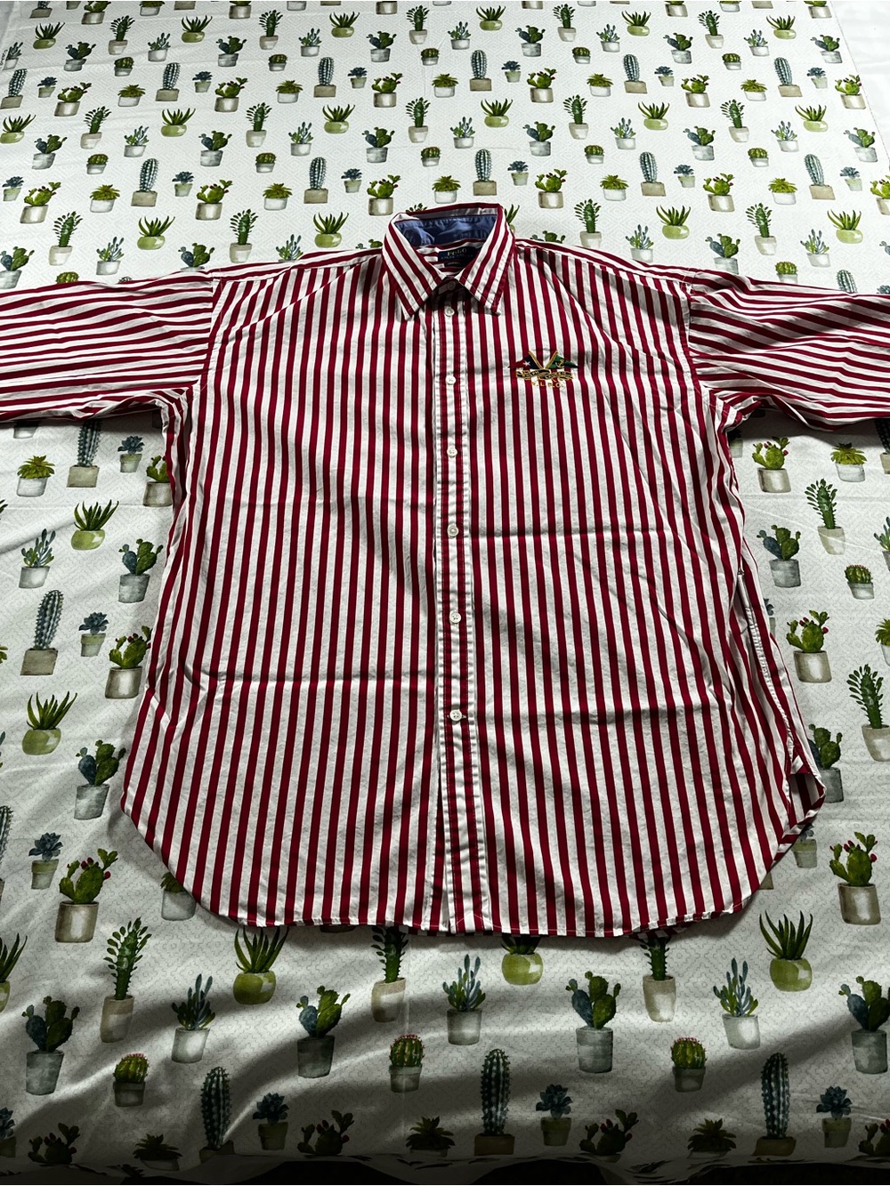 Polo Ralph Lauren Boyfriend Fit women’s shirt size 12 Red & White Stripe LS